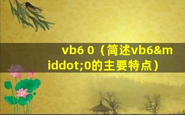 vb6 0（简述vb6·0的主要特点）